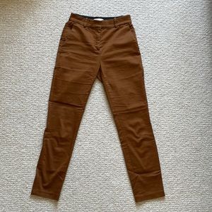 Caramel high waisted trousers with cropped ankle